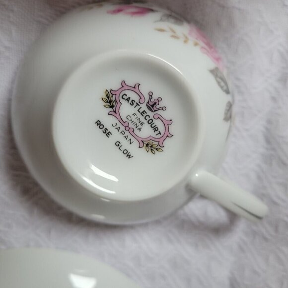 CASTLECOURT Fine China Rose Glow Pattern Cup & Saucer 4 sets - Picture 5 of 6